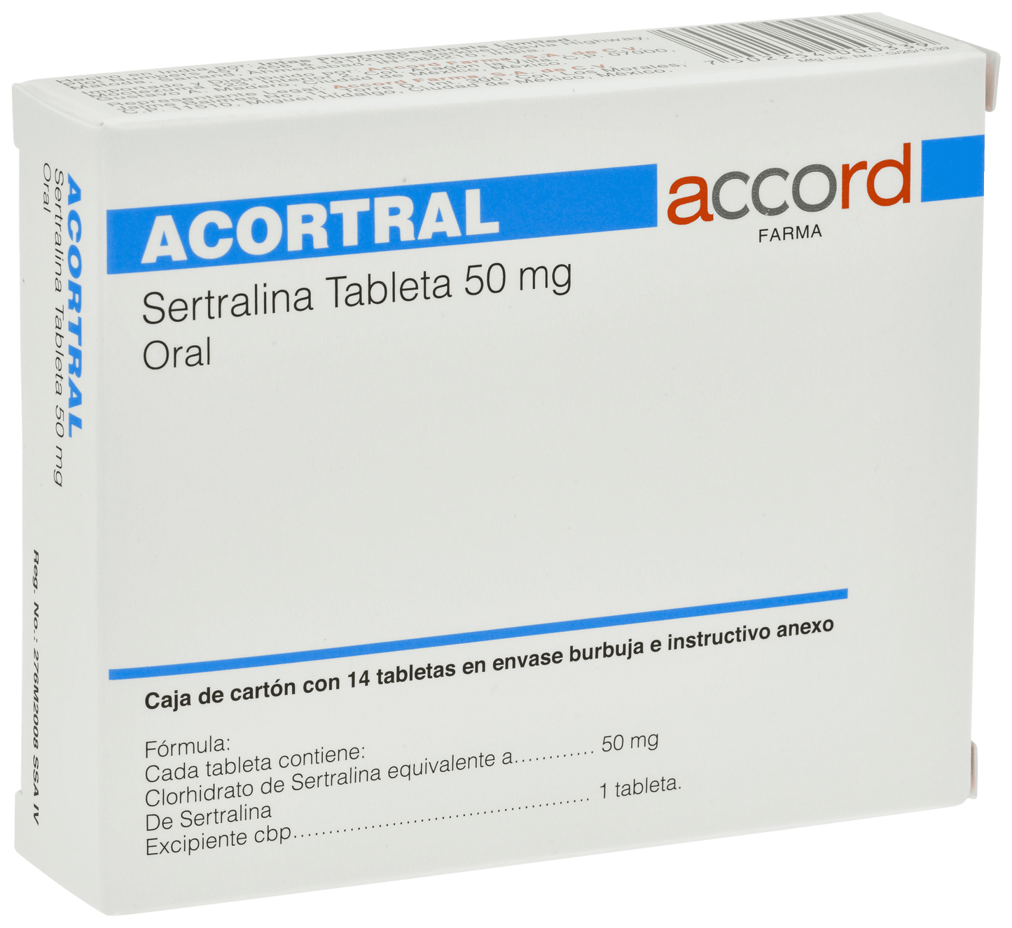ACORTRAL Sertralina 50MG C/14 TABS