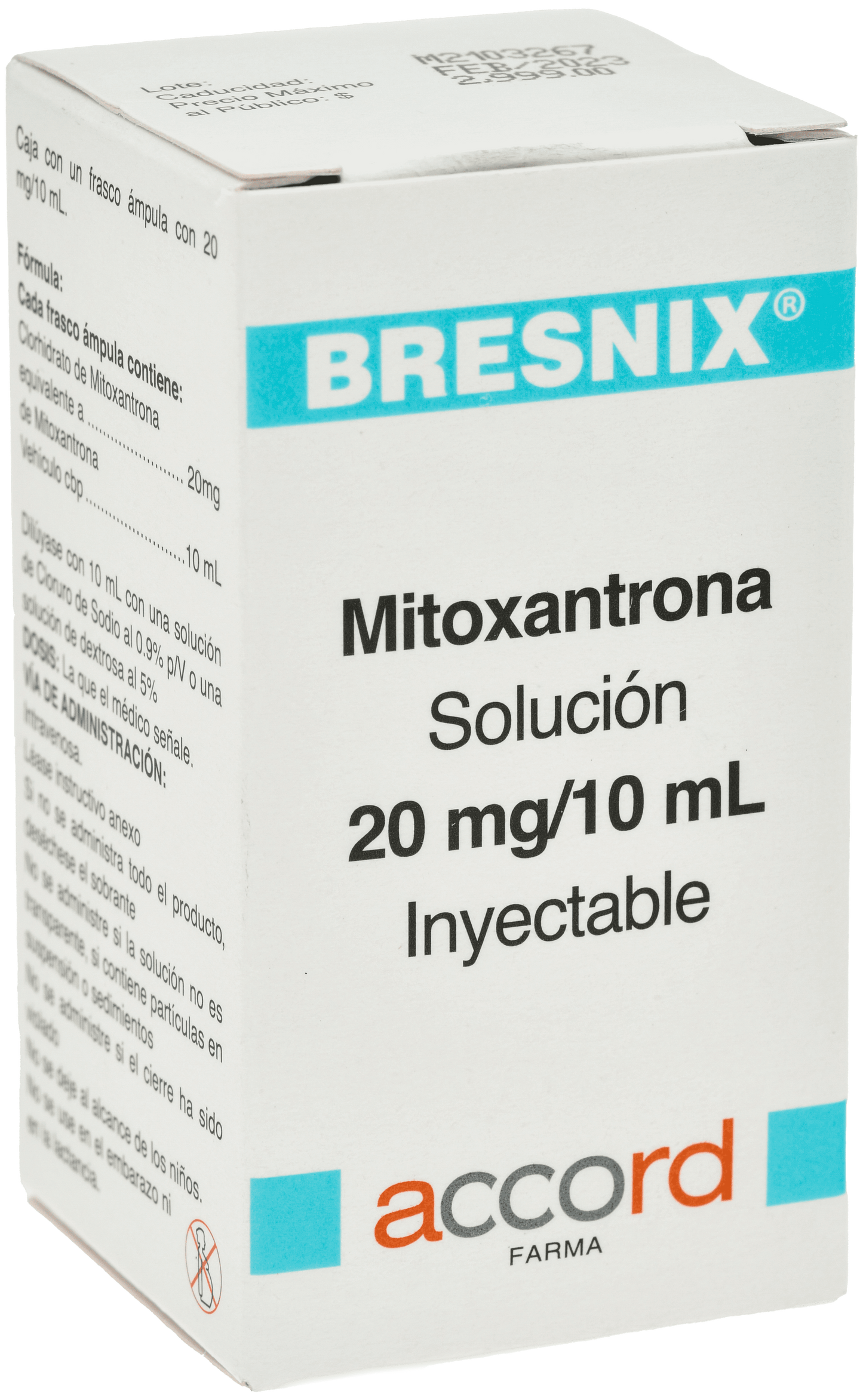 BRESNIX Mitoxantrona 20MG/10ML C/1 FCO