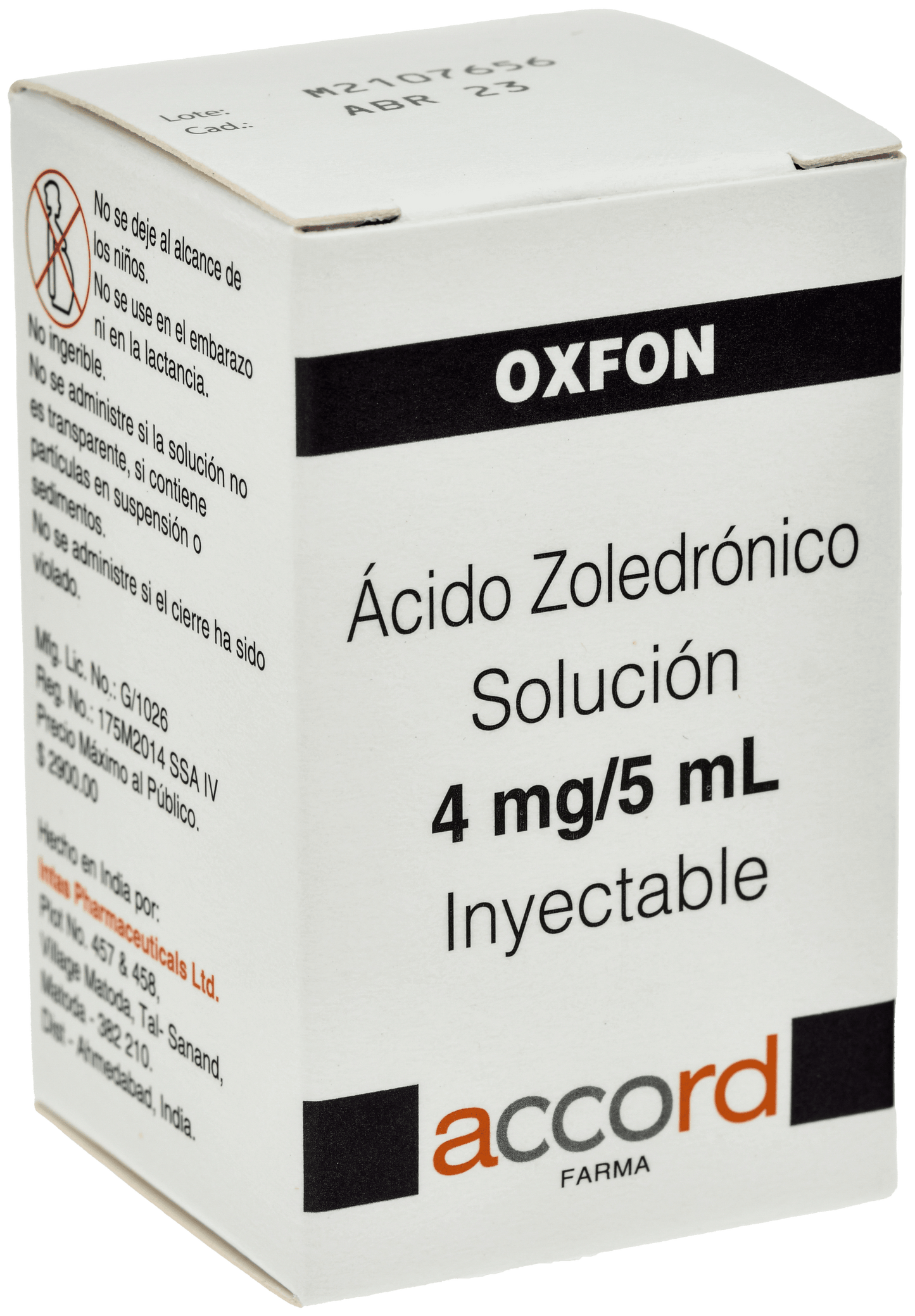 OXFON Acido Zolendronico 4MG/5ML C/1 FCO AMP
