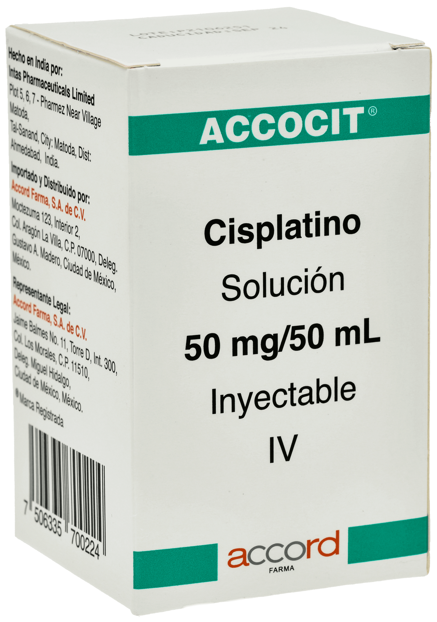 ACCOCIT Cisplatino 50MG FCO AMP