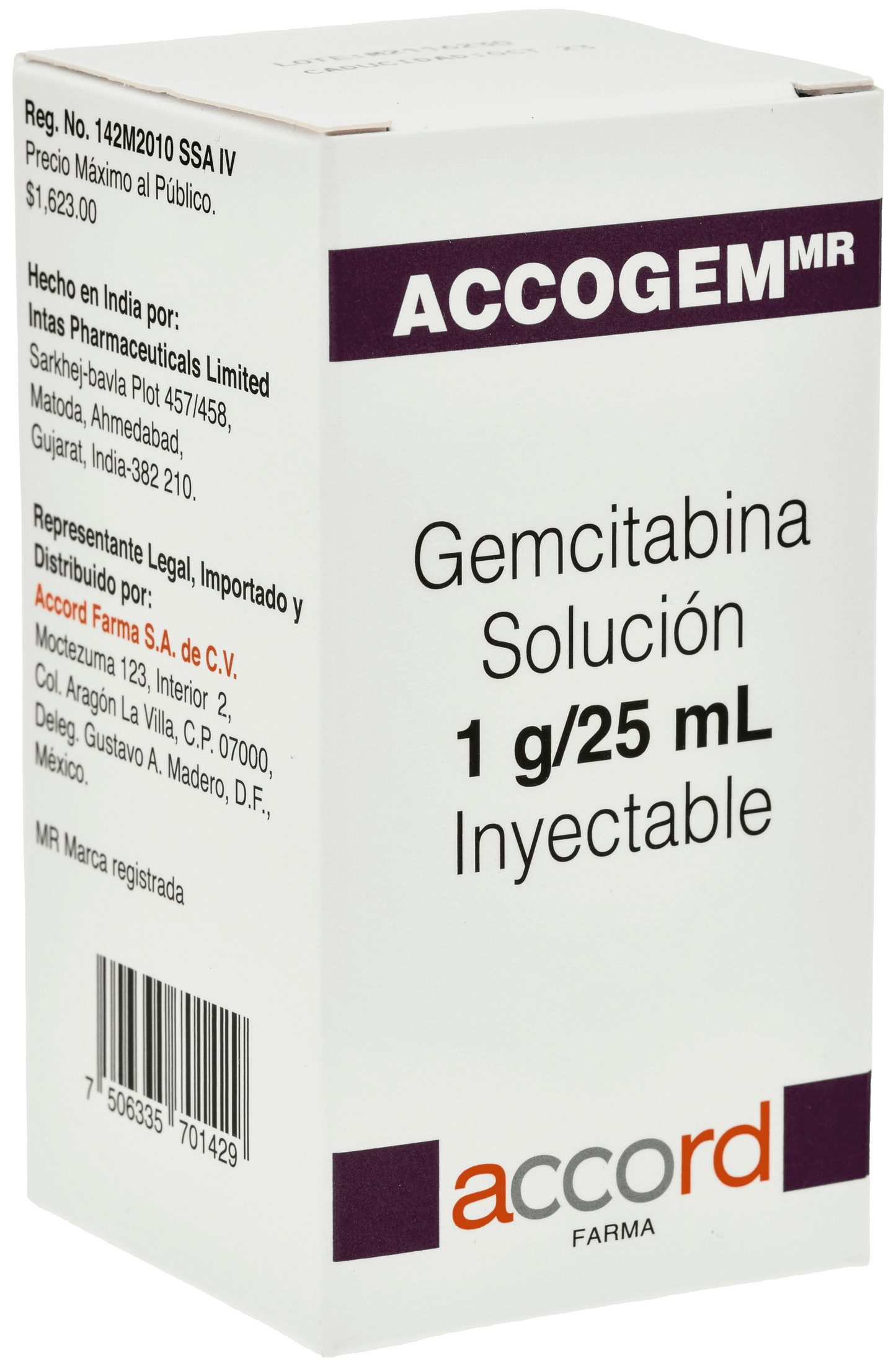 ACCOGEM Gemcitabina 1G C/1 FCO AMP