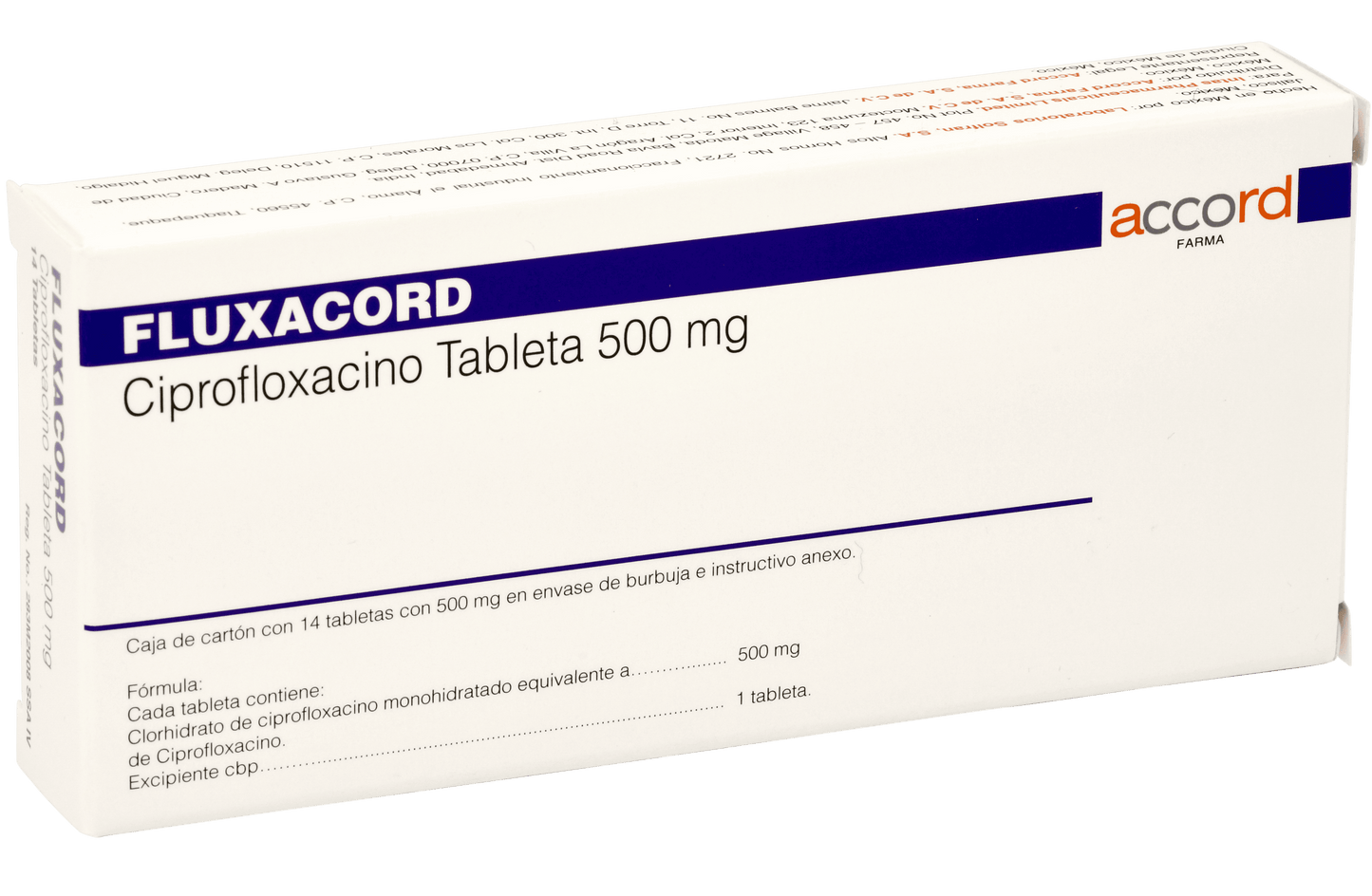 FLUXACORD Ciprofloxacino 500MG C/14 TABS