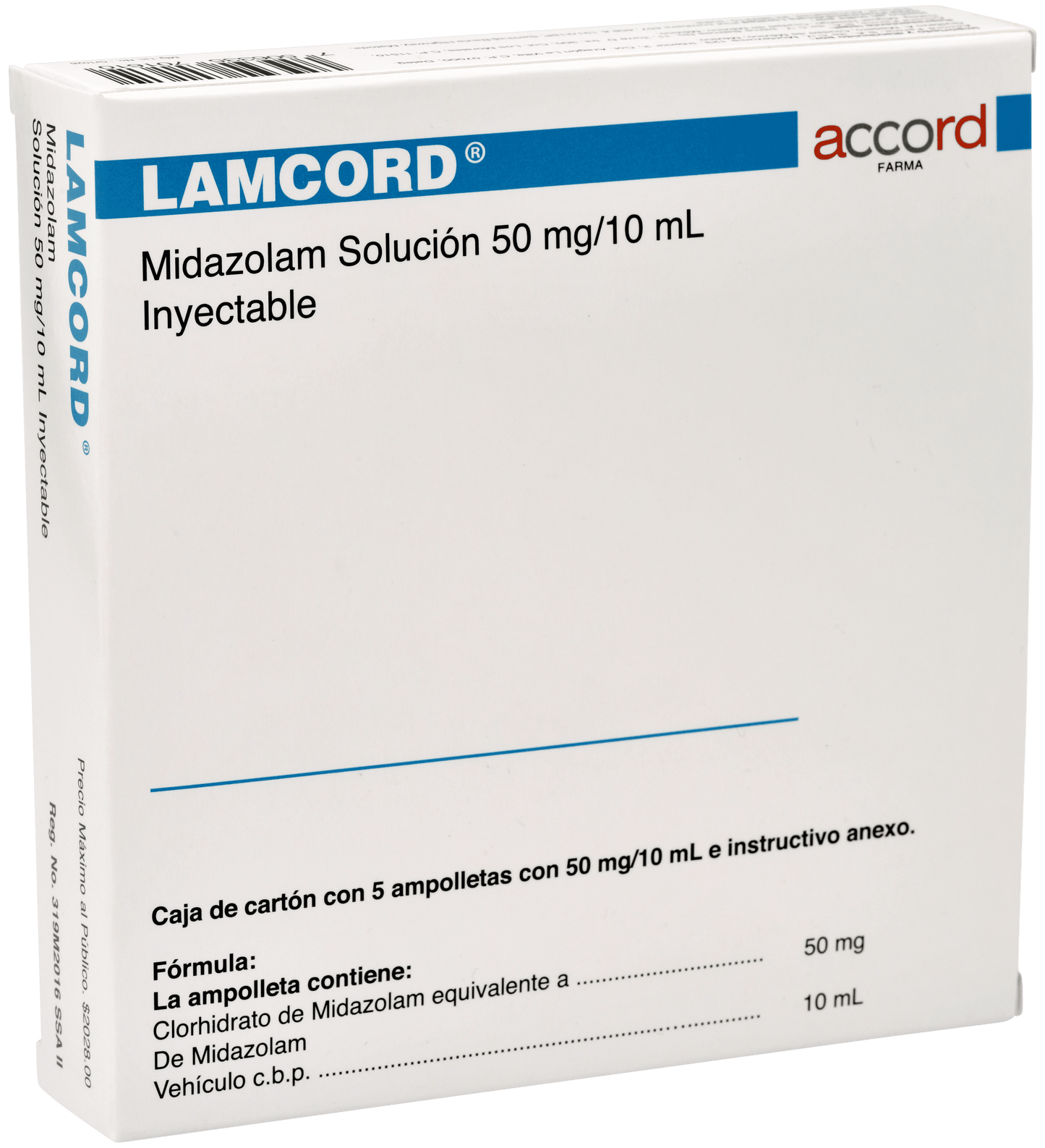 LAMCORD 50mg/10mL 5 ampolletas MIDAZOLAM