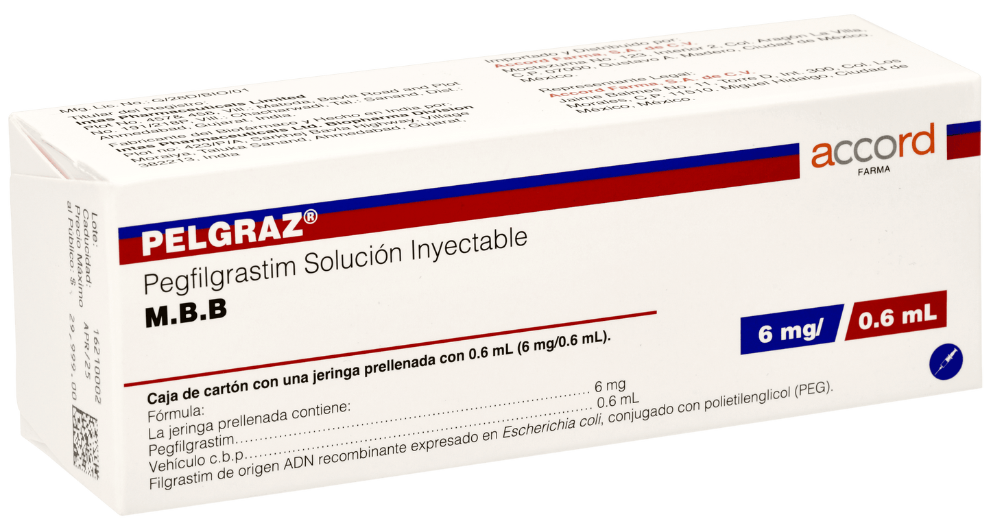 PELGRAZ Pegfilgrastim 6 MG/0.6 ML SOL INY JGA PRELLENADA